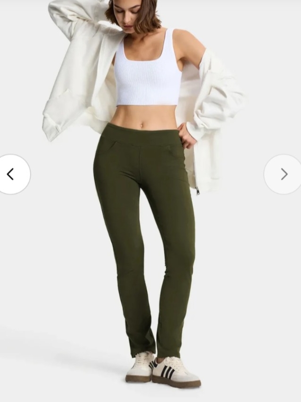 yogipace Women's Straight Leg Yoga Pants with Pockets Dark Olive XL